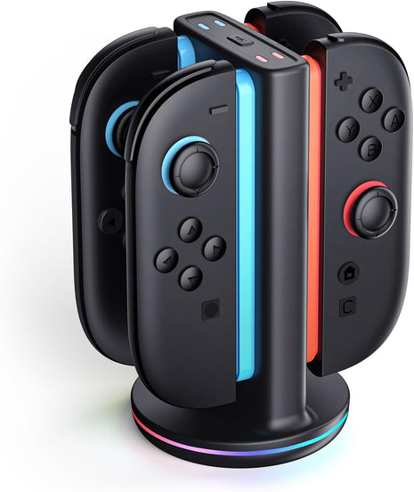 SUPCASE Charging Dock for Nintendo Switch 2 Joy Con, Black | Supports Dual-Side Charging, 9 Light Modes, Magnetic Controller, Fast Charger Stand Station