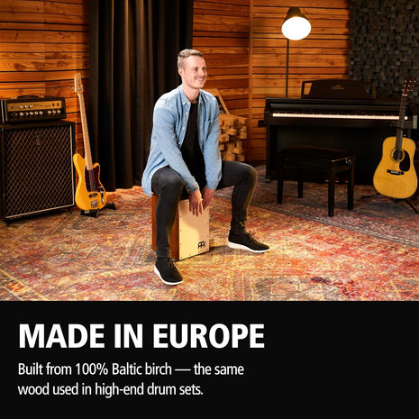 Meinl Percussion Cajon, MADE IN EUROPE — Sit-On Box Drum, Snare & Bass Tone | Baltic Birch Wood, Compact Size, Rear Sound Port, Silicone Feet — For All Skill Levels and Settings