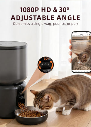 Automatic Cat Feeder with Camera – 5G WiFi Timed Cat Food Dispenser, 4L Clog-Free Smart App Control Pet Feeder, 1080P HD Video with Night Vision Healthy Feeding for Small Pets Indoor
