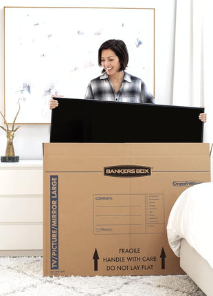 Bankers Box 4-Pack Large TV/Picture/Mirror Moving Boxes | Protect TVs, mirrors, and framed art with rigid moving boxes sized for flat, fragile items.