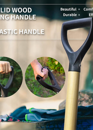 Square Shovel, Shovels for Digging with D-Handle, Overall 41-Inch Long Garden Shovel, Transfer Shovel, Snow Shovel for Car, Garden Tools