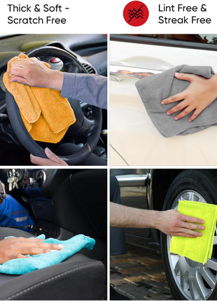 AIDEA Microfiber Cleaning Cloth 24 Pack, Microfiber Towels for Cars, Soft & Absorbent Cleaning Rags, Premium Lint Free Shop Towels for House, Kitchen, Car, 12inx16in