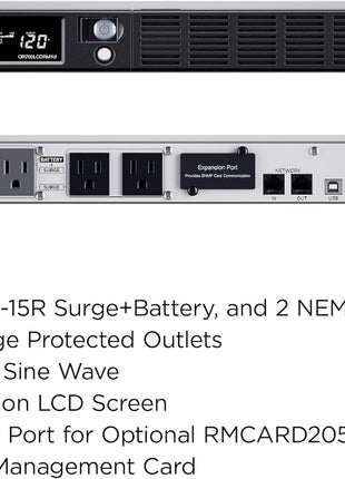 CyberPower OR700LCDRM1U Smart App LCD UPS Battery Backup | 700VA/400W, 6 Outlets, AVR, 1U Rackmount, UL Certified