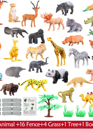 54 Piece Animal Figures for Kids, Safari Jungle Animal Figurines | Realistic animal figures for sensory bins, school learning, jungle party favors, cupcake toppers, classroom rewards
