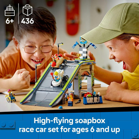 LEGO City No Limits: Race Car Ramp Track Toy - Building Toy for Kids, Boys and Girls, Ages 6+ - Soap Box Car Ramp for Racing with 2 Cars, 4 Minifigures, and Buildable - Gift Idea - 60460