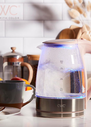 COOK WITH COLOR Electric Tea Kettle, 1.8L Cordless Hot Water Boiler, 1200W Rapid Boil, Auto Shutoff & Boil Dry Protection, BPA Free, Sleek Countertop Design, Blush