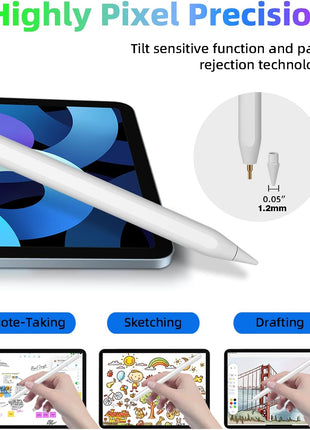 Gnanlen iPad Pencil 2nd Generation Magnetic Wireless Fast Charging, Same as Apple Pencil 2nd Gen, Stylus Pen Work for iPad Pro 11in 1/2/3/4, iPad Pro 12.9in 3/4/5/6, iPad Air 4/5, iPad mini 6, White