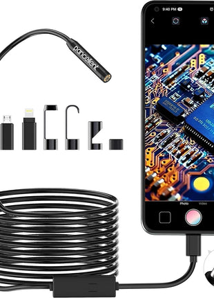 1920P Snake Inspection Borescope, Pancellent Type C Endoscope, Scope Camera with 8 LED Lights for Android and iOS Smartphone, iPhone, iPad, Samsung (16.5 FT/5M)