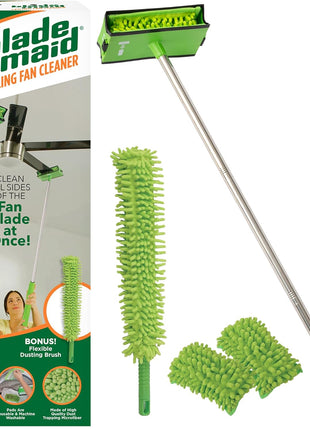 Blade Maid Ceiling Fan Blade Cleaner & Duster | Extendable Pole for High Ceilings, Moldings, Blinds, Walls & Cars, Corner Cleaning Tool, with Reusable Microfiber Pads | Size 3 feet (Pack of 1)