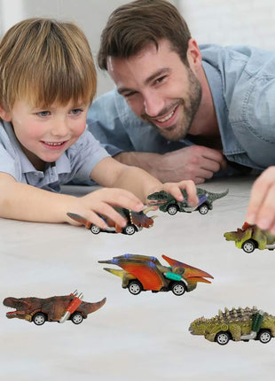 Dinosaur Toy Pull Back Cars,6 Pack Dino Toys for 3 Year Old Boys Girls and Toddlers,Boy Toys Age 3,4,5 and Up,Pull Back Toy Cars,Dinosaur Games with T-Rex