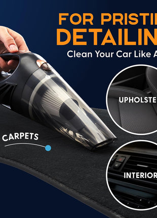THISWORX Car Vacuum Cleaner - Portable, High Power, Handheld Vacuums w/ 3 Attachments, 16 Ft Cord & Bag - 12v, Auto Accessories Kit for Interior Detailing - Black