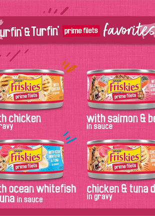 Purina Friskies Gravy Wet Cat Food Variety Pack, Surfin芒聙聶 and Turfin芒聙聶 Prime Filets Favorites - (Pack of 40) 5.5 oz. Cans