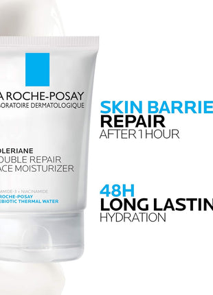 Toleriane Double Repair Face Moisturizer, Daily Moisturizer Face Cream with Ceramide and Niacinamide for All Skin Types