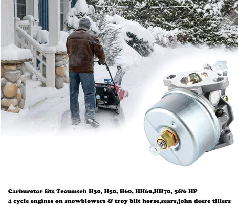 Carburetor for Tecumseh 632230 632272 H30 H50 H60 HH60 Engines Carb Fits many tecumseh 5&6 HP 4 cycle engines on snowblowers & troy bilt horse tillers