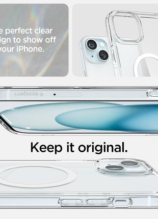 Spigen for iPhone 15 Case, Ultra Hybrid MagFit [Anti-Yellowing] [Compatible with Magsafe] - Clear