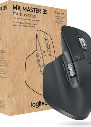 Logitech MX Master 3S for Business, Wireless Mouse with Quiet Clicks, 8K DPI, Secured Logi Bolt USB Receiver, Bluetooth, USB-C Charging, MagSpeed Scrolling, Windows/Mac/Chrome/Linux - Graphite