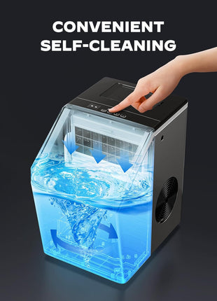 Silonn Ice Makers Countertop, 44lbs Per Day, 2 Ways to Add Water, Auto Self-Cleaning, Stainless Steel Ice Machine for Home Office Bar Party