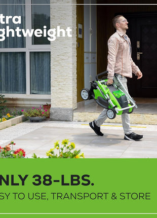 Greenworks 40V 16" (Push) Cordless Lawn Mower, 4.0Ah Battery (1/3 Acre, Push Button Start, Compatible with 75+ Tools)