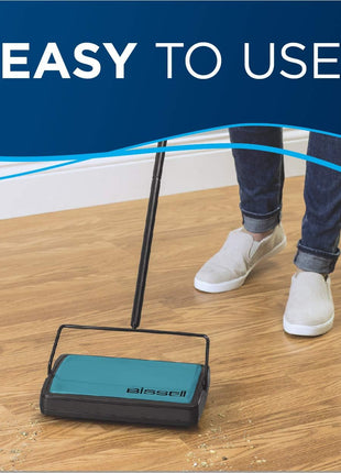 Bissell Easy Sweep Compact Carpet & Floor Sweeper, 2484A, Teal
