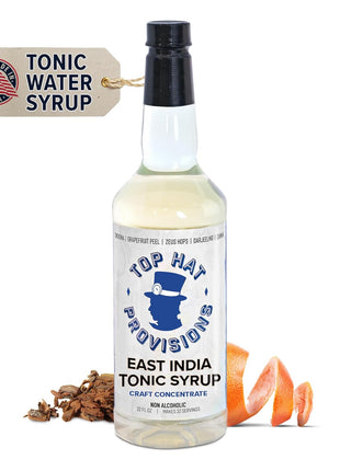 Top Hat East India Craft Concentrated Quinine Tonic Drink Syrup - 5x Natural Quinine Wellness Tonic Water Concentrate - Just Add Club Soda - 32oz bottle