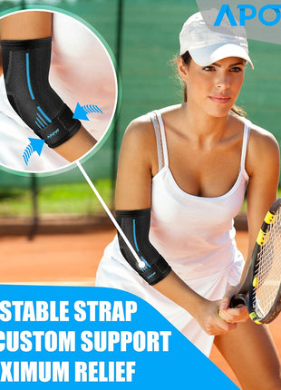 APOYO Tennis Elbow Brace for Women & Men, Workout and Everyday Use (Large) | Elbow Compression Sleeve for Arthritis, Tendonitis, Tennis Elbow & Golfers Elbow, Reduce Joint Pain During Fitness Activity