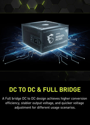 MSI MAG A850GL PCIE5, Fully Modular Compact Gaming 850W Power Supply, 80+ Gold, ATX 3.1 & PCIe 5.1 Ready, Native Dual-Color 12V-2x6 Cable, 10 Year Warranty