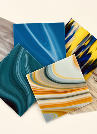COE 96 Deluxe Assorted Fusible Glass Pack - 4 inch X 4inch Sheets - 6 Pack