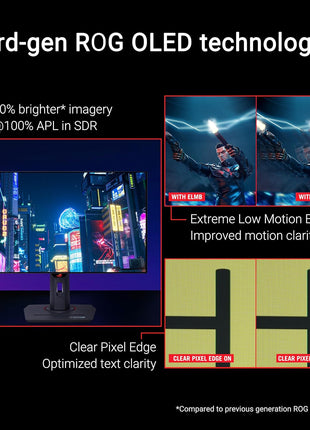 ASUS ROG XG27AQDMG 27 Inch 1440p 240Hz Glossy OLED Gaming Monitor | Custom Heatsink, Anti-Flicker, Uniform Brightness, 0.03ms, G-SYNC Compatible, 99% DCI-P3, for PS5 and Xbox