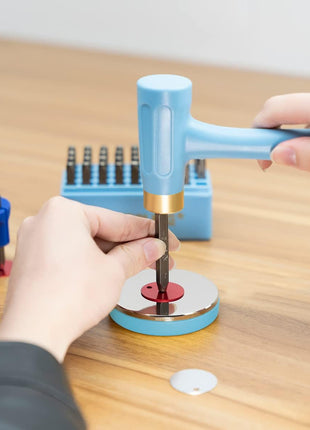 BESTNULE Professional Steel Bench Block, Covered with TPR Soft Plastic at The Bottom, Metal Stamping Table Mirror, Polishing with Chrome Plating for Jewelry Stamping Tools, (Dia: 3 inch, H: 19/32 inch)