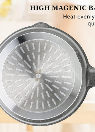 SENSARTE Nonstick Skillet, Deep Frying Pan 10/11/12-inch, Saute Pan with Lid, Stay-cool Handle, Healthy Stone Cookware Cooking Pan, Induction Compatible (10-Inch/3.5QT)