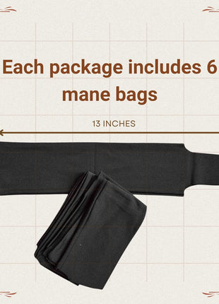 Ranch Hand Horse Mane Bags   Protect Horse's Mane from Wind, Sun & Mud   Prevents Tangles, Rubbing Out and Breakage   Made with Nylon   Easy to Use and Washable   Set of 6 (xL Black)