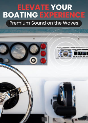 Boat Bluetooth Marine Stereo Receiver - Marine Head Unit Din Single Stereo Speaker Receiver - Wireless Music Streaming/Hands-Free Calling/CD Player/MP3/USB/Aux/ Marine AM FM Radio - Pyle PLCD43MRB