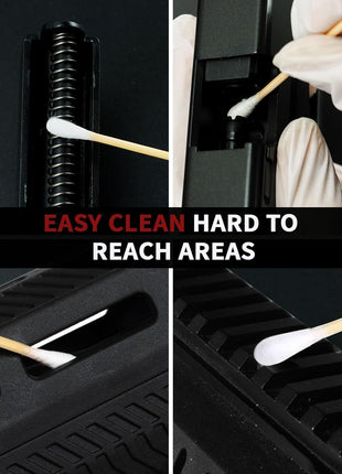 PINGMIC Gun Cleaning Supplies - Gun Cleaning Patches and Long Cotton Swabs Set, 6 inch Cotton Swabs, Lint Free Cloth Fit Most Caliber Firearms