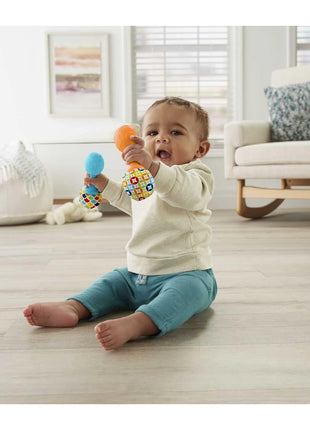 Fisher-Price Newborn Toys Rattle 'n Rock Maracas, Set of 2 Soft Musical Instruments for Babies 3+ Months, Blue & Orange