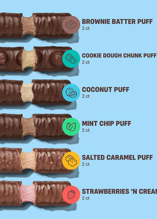 Built Bar, Puff Protein Bars, Variety Pack, Collagen, On-the-go Snacks, Breakfast Bar, Mixed Sampler, 12 Pack