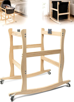 Bassinet Stand, Movable and Rocking Wooden Bassinet Stand Compatible with Uppababy Cribs