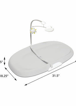 Skip Hop Baby Changing Pad Nursery Style Wipe-Clean Contoured with Cushioned Foam, Non-Skid Base, Built-in Safety Belt & Tuck-Away Toy Bar, Oat