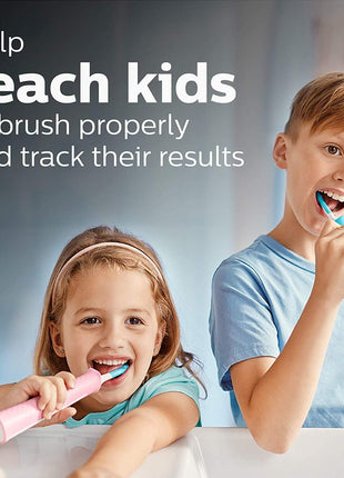 Philips Sonicare for Kids 3+ Bluetooth Connected Rechargeable Electric Power Toothbrush, Interactive for Better Brushing, Turquoise, HX6321/02 | 2 Intensities, App Connected, 2-Minute Guided Timer, Includes Brush Head, Turquoise, HX6321/02