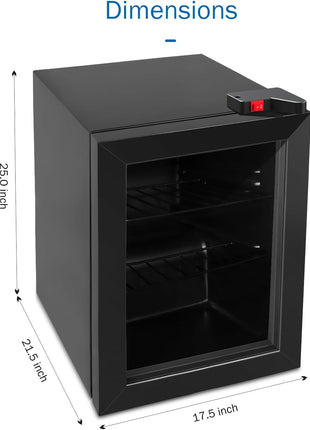ADT 2.1 Cu Ft Glass Door Display Freezer, Commercial Upright Freezer, -8°F to 14°F with 2 Adjustable Shelves, Ideal for Ice Cream, Premium Spirits, Frozen Desserts & Retail Display