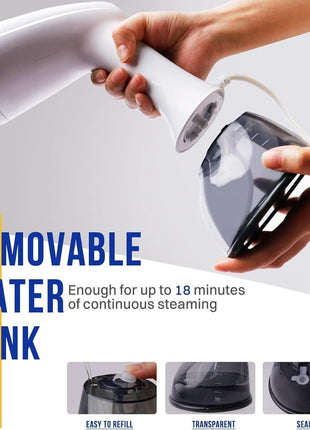 Rolipo Steamer for Clothes 1350W, Clothes Steamer for Home, Office, Travel, Upgraded 400ML Large Capacity Water Tank, Wrinkle Remover