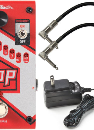 Digitech DROP Compact Polyphonic Drop Tune Pitch Shift Pedal with Momentary Latch Switching and True Bypass with Electronic Power Supply and Patch Pedal Cable