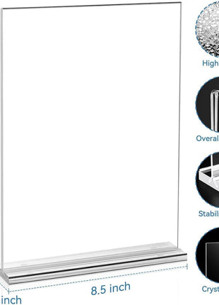 EHWINE Acrylic Sign Holder 8.5 x 11, 10 Pack Double-Sided Stand up Table Top Sign Holders, Clear Acrylic Picture Frame Menu Flyer Paper Holder Display Stand for Office Business Store Wedding Party