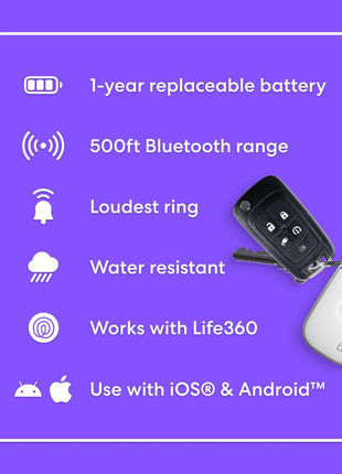 Life360 Tile Pro - Powerful Bluetooth Tracker, Key Finder and Item Locator for Keys Bags, and More. Both iOS and Android Compatible. Phone Finder. 4-Pack (Black/White)