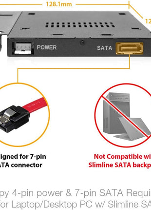 ICY DOCK 2.5" SATA/SAS HDD/SSD Rugged Full Metal Mobile Rack for Slim ODD or Slim FDD Bay | ToughArmor MB411SPO-B