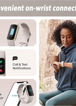 Fitbit Charge 5 Advanced Fitness & Health Tracker (White) with Built-in GPS, Stress Management Tools, Bundle with 2 Watch Bands, 3.3foot Charge Cable, Wall Adapter, Screen Shield & PremGear for Fitbit