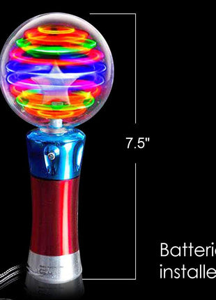 ArtCreativity Spinning Light Up Toy Wand, Autism Sensory Spinner Kids Gift | Visual Stimming Calming Spin Toy, Cause and Effect Sensory Play, Autistic Boys Girls, Ages 3+, 7.5in, 3 AA Included