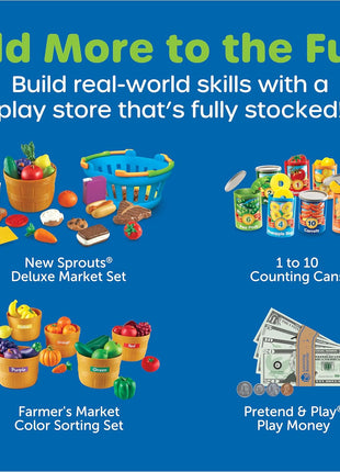 Learning Resources Pretend & Play Calculator Register Toy - Kids Play Set & Credit Card Toy, Register for Kids, Pretend Grocery Store Shopping Playset for Toddlers, Teaching Math Set