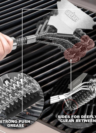 Grill Brush and Scraper Bristle Free – Safe BBQ Brush for Grill – 18'' Stainless Grill Grate Cleaner - Safe Grill Accessories for Porcelain/Weber Gas/Charcoal Grill – Gifts for Grill Wizard