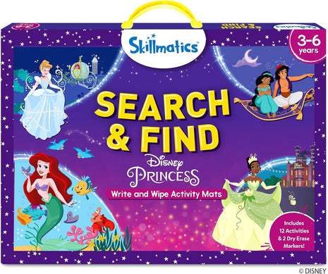 Skillmatics Search and Find Preschool Toy – Disney Princess, Gift for Kids | Write & Wipe Mats, Back to School, Learning & Educational Toy, Handwriting Aid, Toddlers & Kids, Arts & Crafts, Ages 3, 4, 5