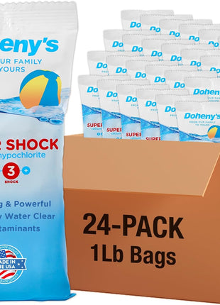 Doheny's Super Pool Shock | Pro-Grade Chlorine Shock, Quick-Dissolving, Fast-Acting 68% Cal-Hypo Granular Pool Shock | 24 x 1lb Bags, Proudly Made in the USA